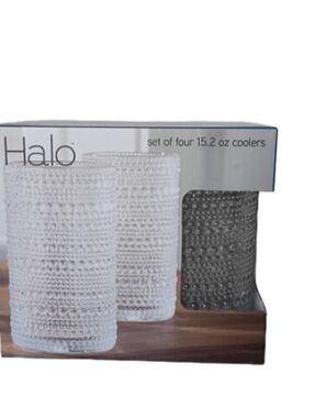 Halo Clear  Set Of 4 Highball Cooler Tumbler  15.2 oz Drinking Glasses